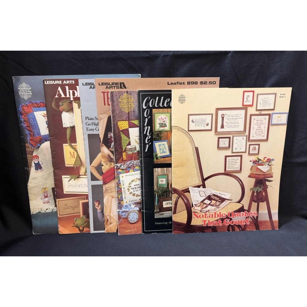 Vintage Cross Stitch Pattern Booklets Leaflet Lot Leisure Arts Collectors Corner